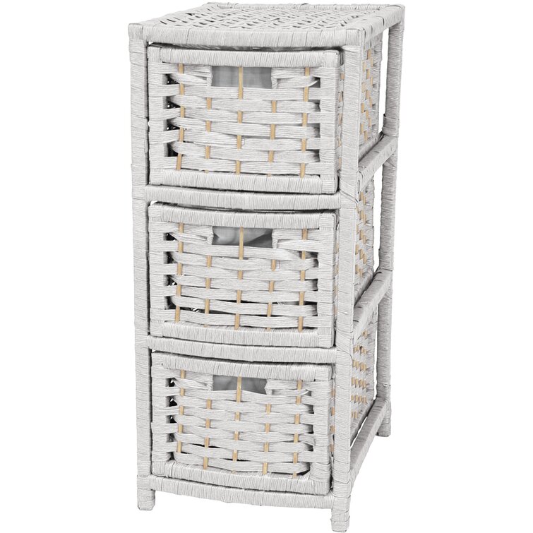 white wicker storage cabinet